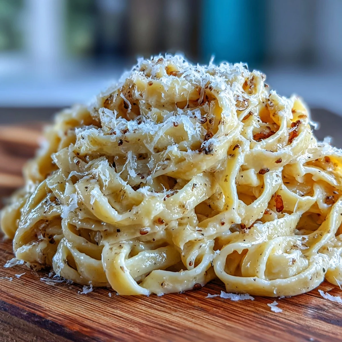 Silky Truffle-Infused Egg Pasta served warm, swirled in buttery sauce with a snowy Parmesan and black pepper finish.