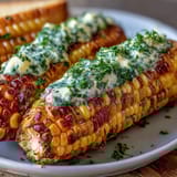 2. Juicy BBQ corn on the cob, lightly charred and coated in savory herb butter for a summer side dish.