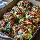 Disfruta esta Cabbage Dumpling Lasagna dorada y burbujeante.