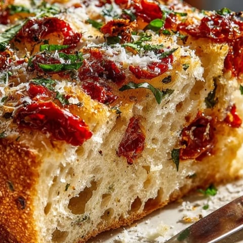 Pan de tomate con un toque, una receta mediterránea apetitosa, lista para hornear.