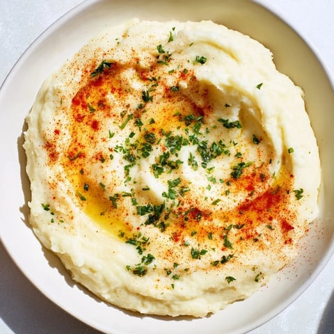 Creamy Healthy Potato & Celeriac Mash with Smoked Paprika, ready to serve with fresh parsley.
