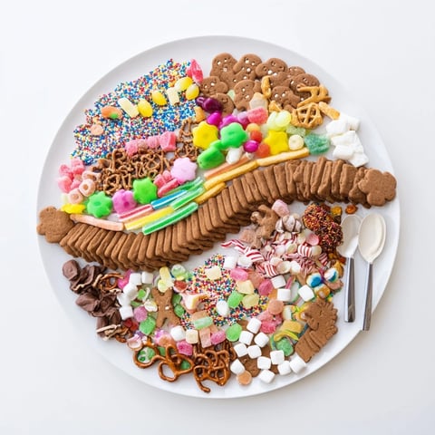 Gingerbread paths lead to sugary treats on this Candy Land Gingerbread Path dessert board.
