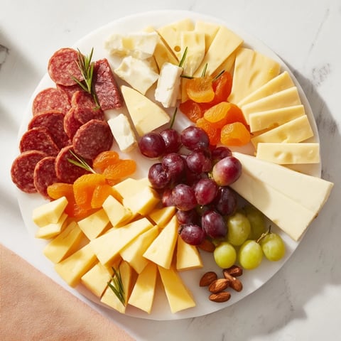 Geometric Gala charcuterie board, showcasing triangles and rhombuses of cheese and meats for easy entertaining.