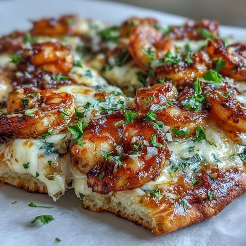 Golden, broiled Garlic Butter Shrimp Naan Pizzas fresh from the oven, bubbling with mozzarella and herbs. 
