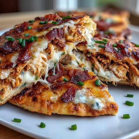 Golden-brown Ranch Crack Chicken Stuffed Naan, oozing melted cheddar and crispy bacon