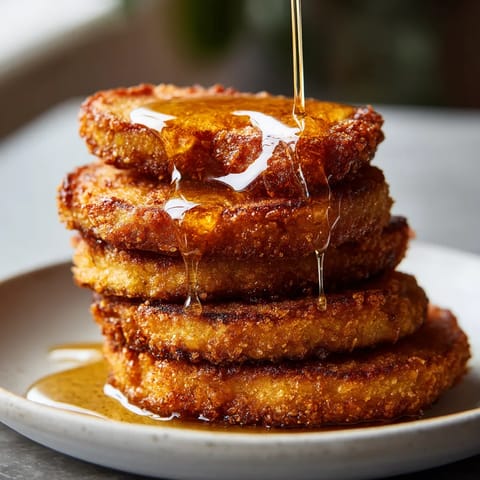 Fried eggplant with honey drizzle.