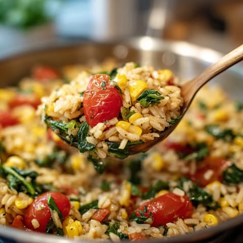 Rice con tomate y verduras.