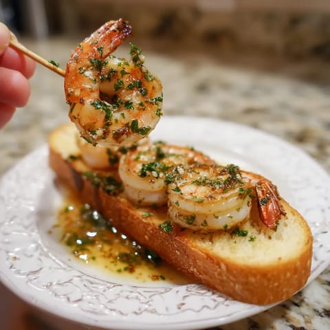 Grilled garlic shrimp pintxos.