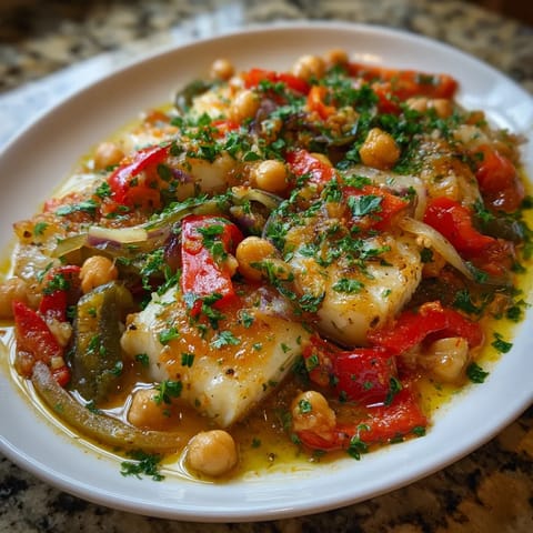 Bacalao empedratado con pimientos asados.