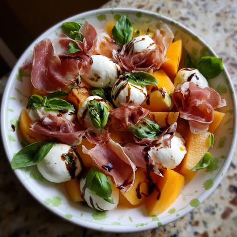 Salade de Melon, Mozzarella & Jambon Cru.