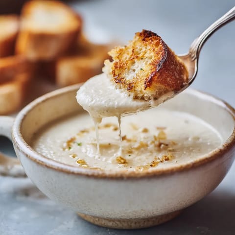 Ajoblanco con pan tostado.