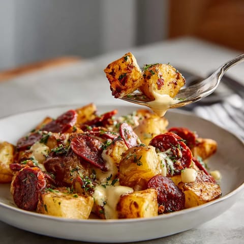 Patatas Bravas al Horno con Ibérico & Alioli de Miel.