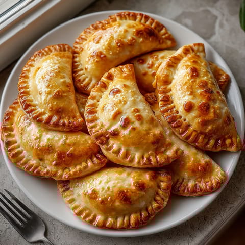A plate of mini empanadas de atún y tomate caseras.