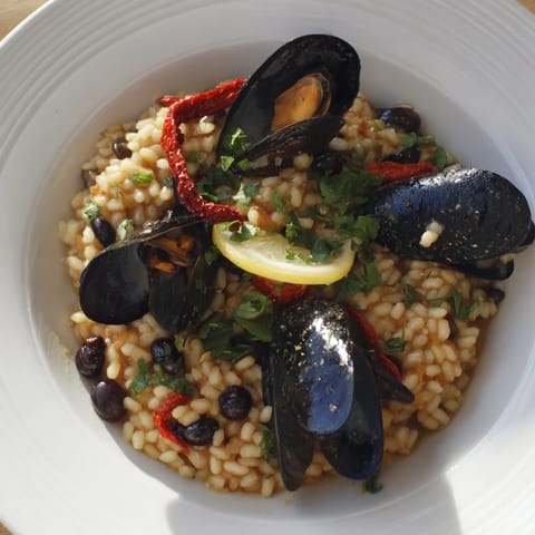 Arroz mussels cerezas ácido