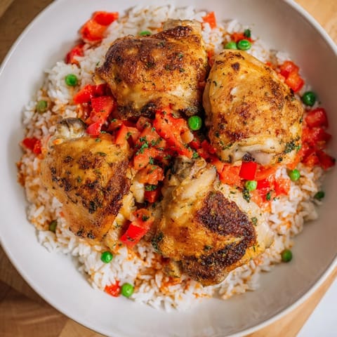 Golden-brown Smoked Paprika Chicken and Rice Casserole, bubbling hot, ready for serving tonight.
