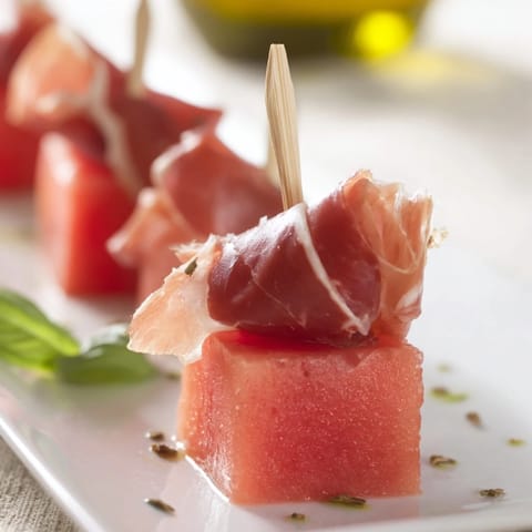 Jamón y Melón Brochetas