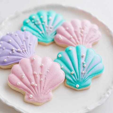 Galletas conchas colores pastel