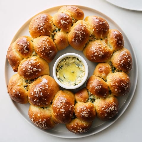 Aro de pretzel con espinacas