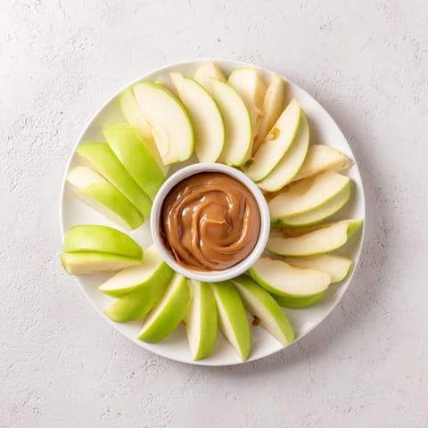 Manzana con dip de caramelo