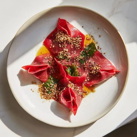 Origami fold beef appetizer