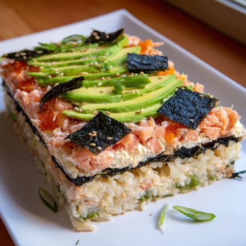 Sushi bake salmón aguacate