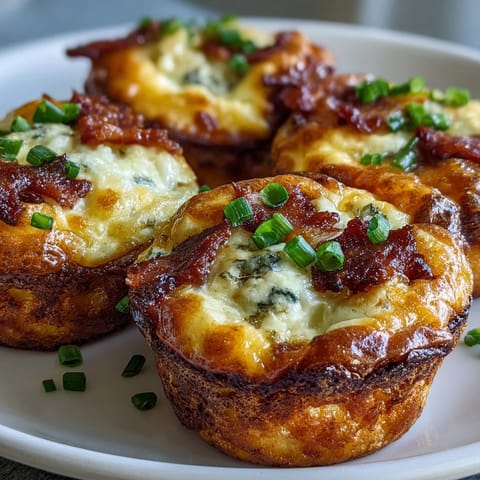 Dolce forno con tazzine di uova al forno Ranch & Cheddar, guarnite con erba cipollina fresca e una spruzzata di pepe nero.
