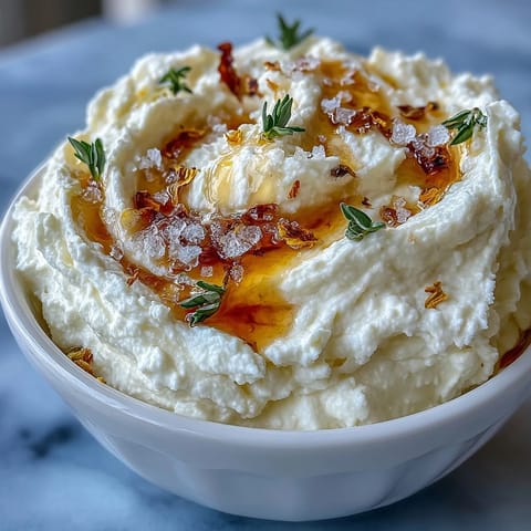 Delicioso Salteada de Feta Batido con Miel y Sal servido con pan pita tostado y rodajas de pepino para untar.