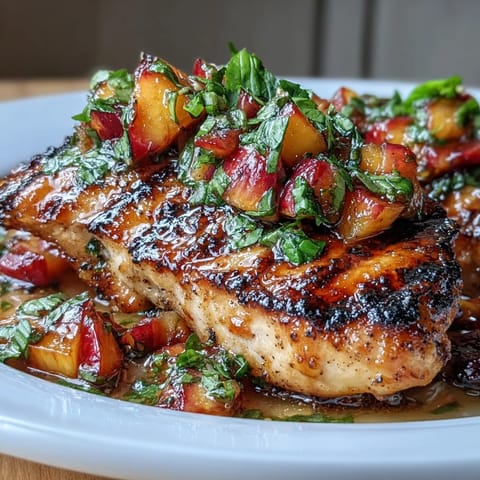 Pollo asado con salsa durazno