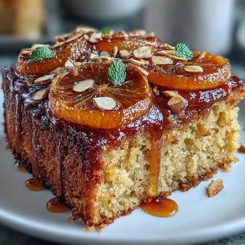 2. Pastel sin gluten de almendras y naranjas confitadas, con textura suave y un toque cítrico irresistible.  