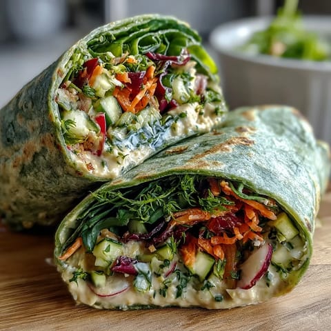 Spring Vegetales Hummus Wraps