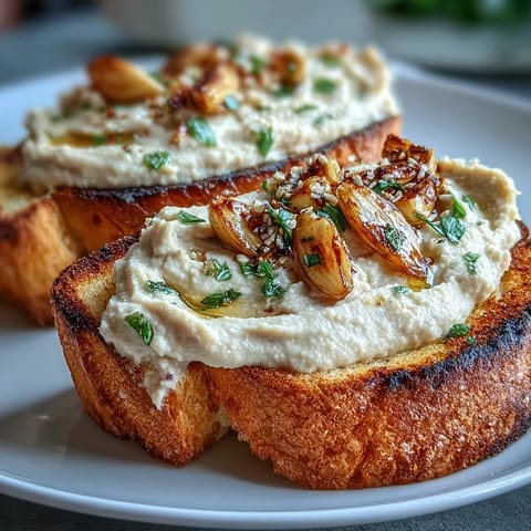 1. Crema de alubias blancas con ajo asado sobre tostadas crujientes de pan de masa madre  