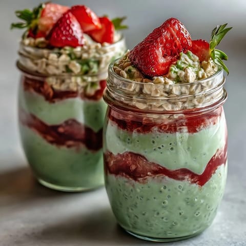 Fresas matcha avena fría