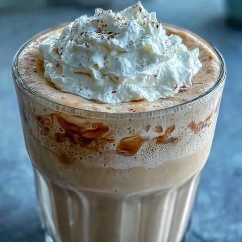 Vasos altos de batido de proteínas de vainilla y frijol, decorados con semillas de vainilla y servidos con pajilla.  