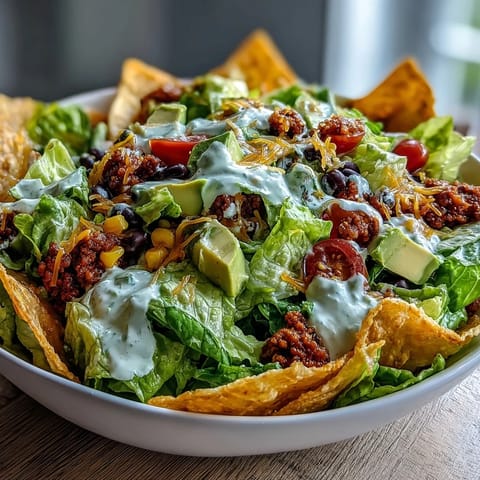 2. Healthy taco salad bowls featuring crunchy whole wheat tortilla shells stuffed with lean turkey, fresh vegetables, avocado slices, and zesty Greek yogurt ranch.  