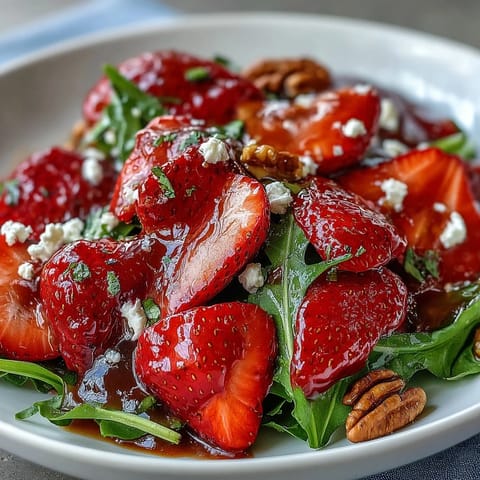 Ensalada fresas rúcula balsámico