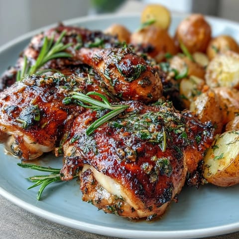 Pollo asado limón hierbas