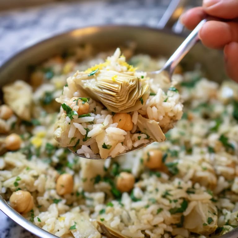 Rice con artichoke y garbanzo.