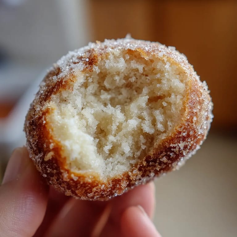 Un buñuelo de anís con una cucharadita de azúcar en su interior.