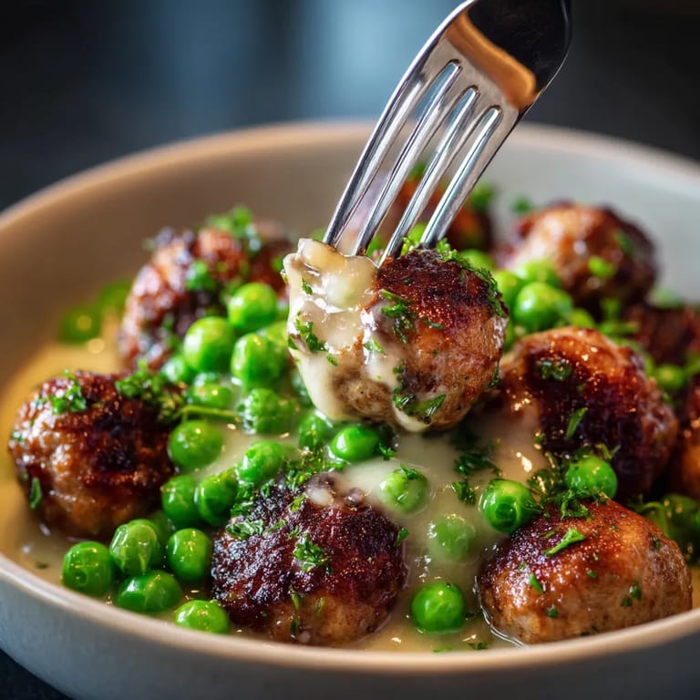 Meatballs con verduras y salsa de vino blanco.