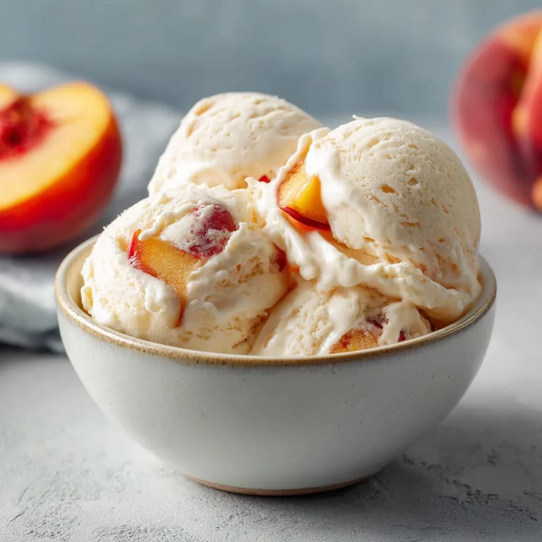 Helado casero de yogur y melocotón.