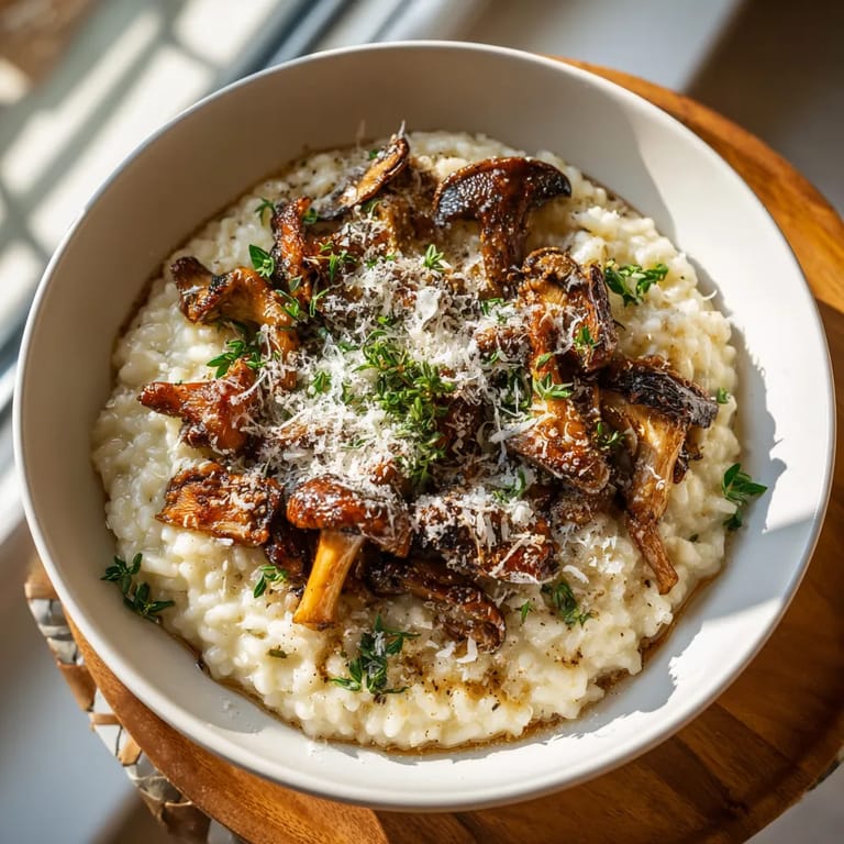 Arroz cremoso con setas silvestres y trufa.