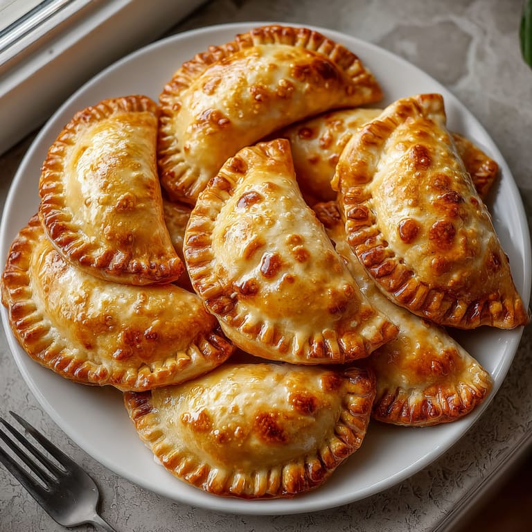 A plate of mini empanadas de atún y tomate caseras.