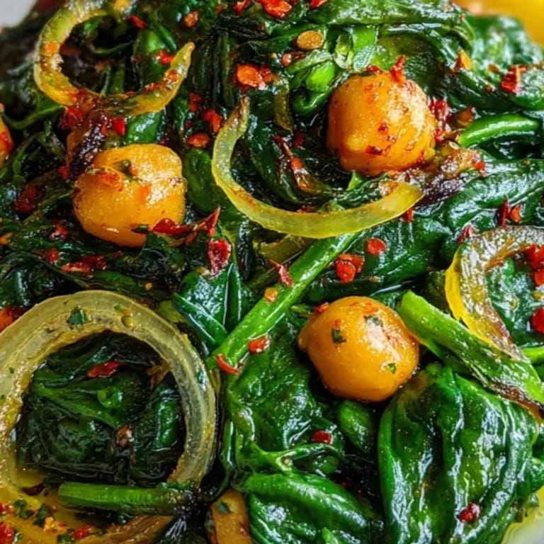 Deliciosas tapas de espinacas y garbanzos calientes en la mesa, perfectas para compartir con pan tostado.