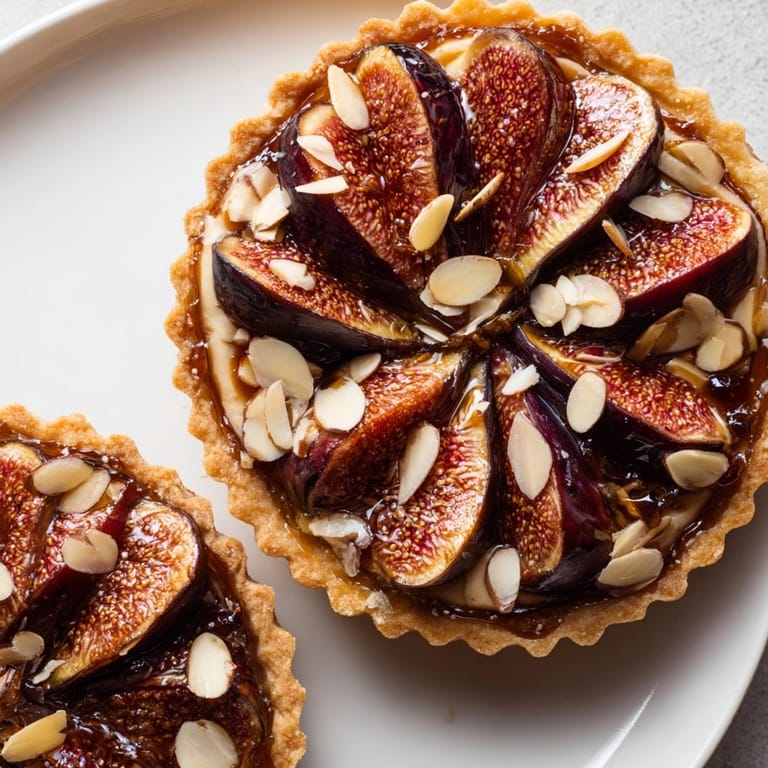 Cremosa tarta de higos y almendras asados, postre reconfortante para otoño.