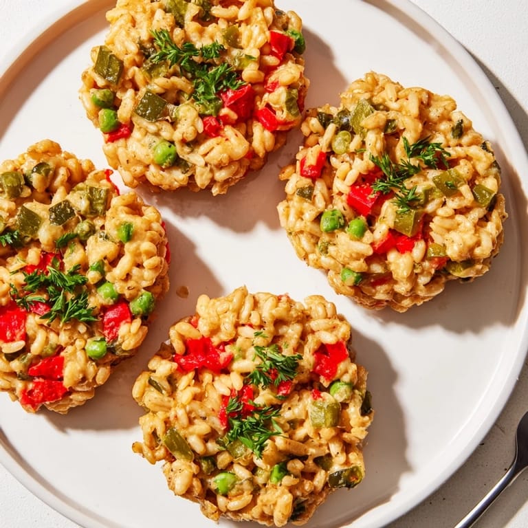 Savory Pickle Paella Rice Cakes, delivering a tangy crunch in each delicious bite.