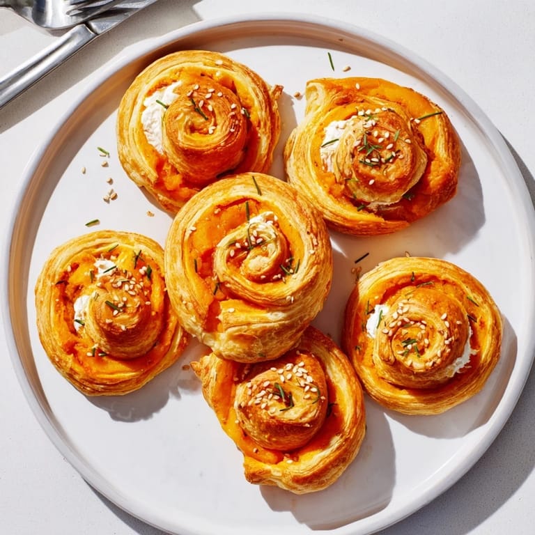 Delightful pumpkin empanada twists drizzled in egg wash, irresistible finger food treat.