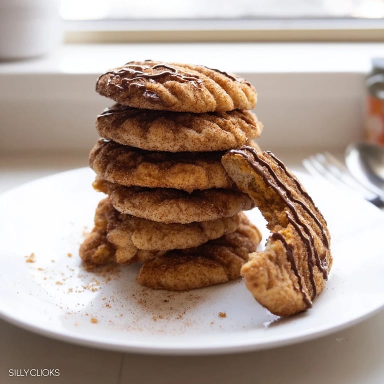 Delicious churro biscuit “silly cookies” served warm, ideal with chocolate drizzle.  