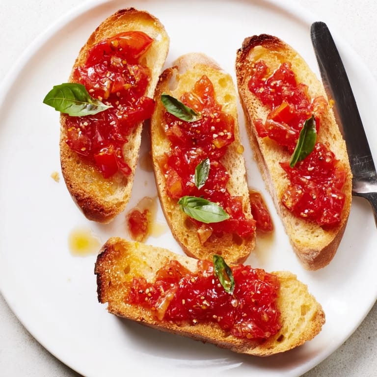 Tostada crujiente con mermelada de tomate, perfecta para el brunch o aperitivo.  