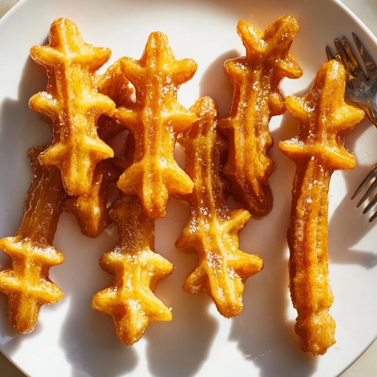 Churros recién fritos bañados en miel, ideales para compartir con amigos.  