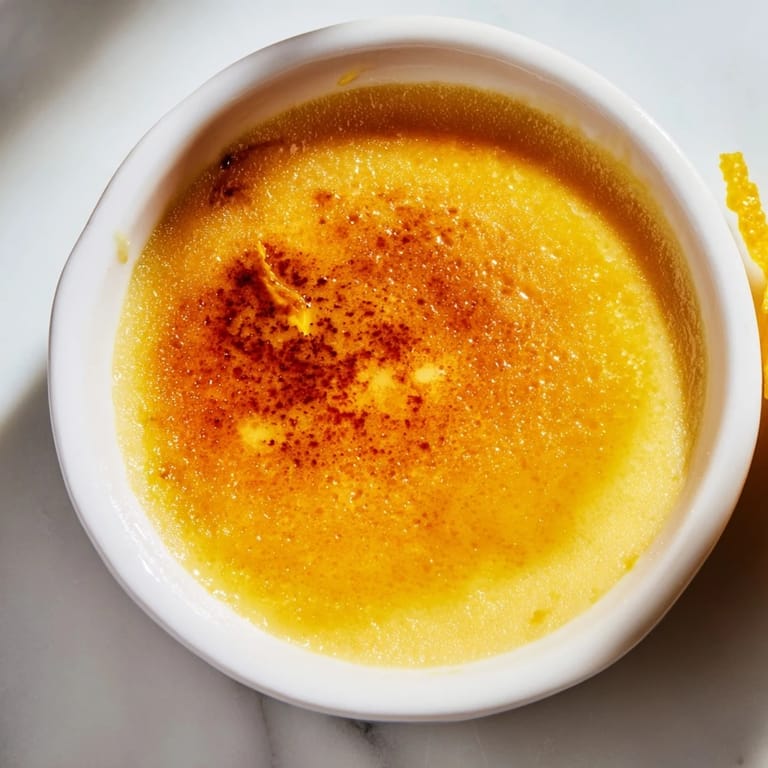 Deliciosa crema catalana con una crocante capa de caramelo, perfecta para cualquier celebración.
